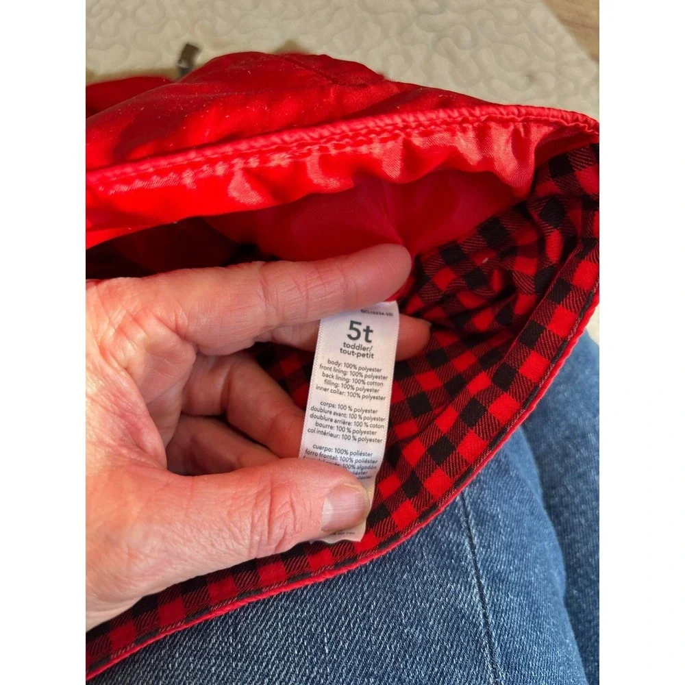 Carter's Toddler Boys Red Puffer Vest Sherpa Collar Size 5T #64‎